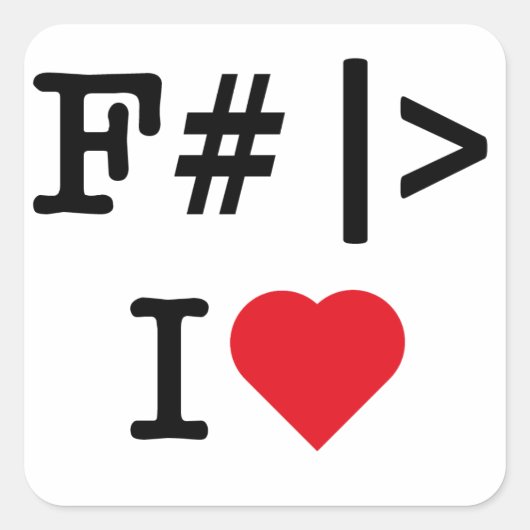 I Heart F# vierkante sticker (Voorkant)