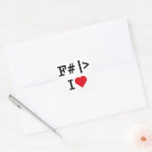 I Heart F# vierkante sticker (Envelop)