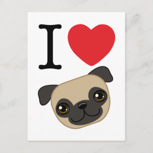 I Heart Fawn Pugs Briefkaart