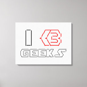 I Heart Geeks ASCII ART Canvas Afdruk