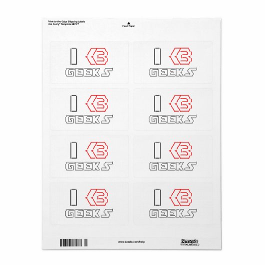 I Heart Geeks ASCII ART Etiket (Full Sheet)