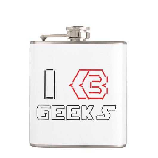I Heart Geeks ASCII ART Heupfles (Voorkant)