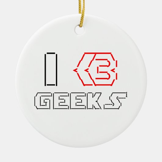 I Heart Geeks ASCII ART Keramisch Ornament (Voorkant)