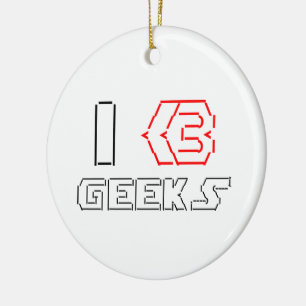 I Heart Geeks ASCII ART Keramisch Ornament