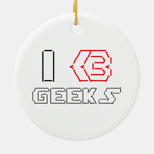 I Heart Geeks ASCII ART Keramisch Ornament (Achterkant)
