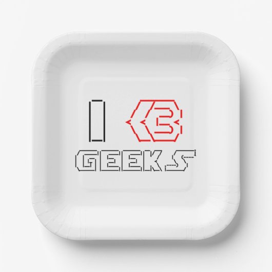 I Heart Geeks ASCII ART Papieren Bordje (Voorkant)