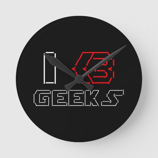 I Heart Geeks ASCII ART Ronde Klok (Voorkant)