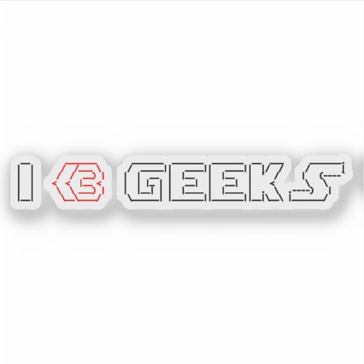 I Heart Geeks ASCII ART Sticker (Voorkant)