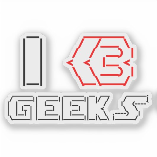 I Heart Geeks ASCII ART Sticker (Voorkant)