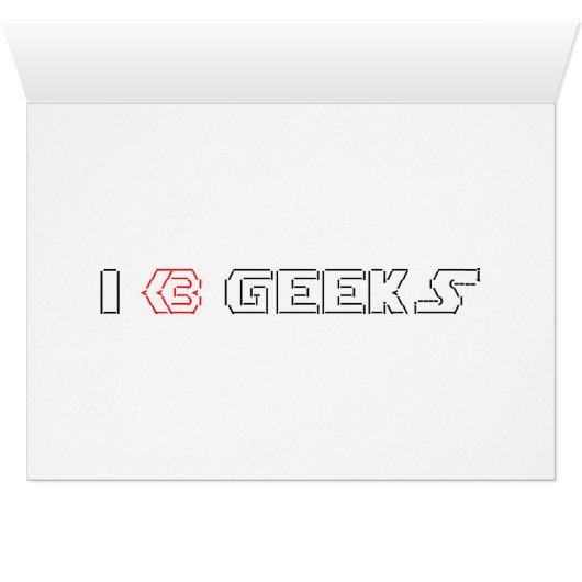I Heart Geeks ASCII ART Wenskaart (Binenzijde Horizontaal (Onderkant))