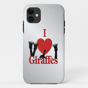I Heart Giraffe Silver iPhone 11 Hoesje