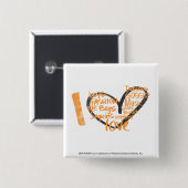 I Heart Graffiti Oranje Vierkante Button 5,1 Cm (Voorkant /achterkant)