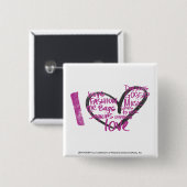 I Heart Graffiti Paars Vierkante Button 5,1 Cm (Voorkant /achterkant)