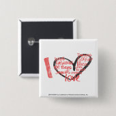 I Heart Graffiti roze Vierkante Button 5,1 Cm (Voorkant /achterkant)