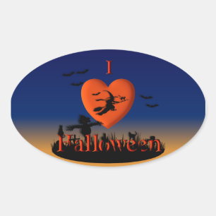 I Heart Halloween - New Twist Ovale Sticker