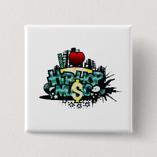 I Heart Hip Hop Music Vierkante Button 5,1 Cm
