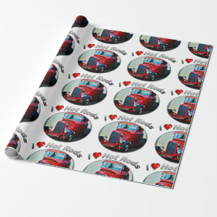 I Heart Hot Rods - Matte Wrapping Paper, 30 x 6 in Cadeaupapier