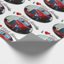 I Heart Hot Rods - Matte Wrapping Paper, 30 x 6 in