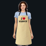 I heart hummus ♥ Tabliers de cuisine personnalisés<br><div class="desc">J'ai coeur hummus │ Tabliers de cuisine personnalisés. Tabliers de cuisine personnalisés pour hommes et femmes. Personnalisé je coeur modèle design. Cuisine tendance et tabliers de cuisson dans n'importe quelle couleur. Idée cadeau mignonne pour amis, famille, chef, cuisinier, boulanger, maman, papa, femme, mari etc. Les couleurs peuvent être changées. Exemple...</div>