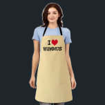 I heart hummus ♥ Tabliers de cuisine personnalisés<br><div class="desc">J'ai coeur hummus │ Tabliers de cuisine personnalisés. Tabliers de cuisine personnalisés pour hommes et femmes. Personnalisé je coeur modèle design. Cuisine tendance et tabliers de cuisson dans n'importe quelle couleur. Idée cadeau mignonne pour amis, famille, chef, cuisinier, boulanger, maman, papa, femme, mari etc. Les couleurs peuvent être changées. Exemple...</div>