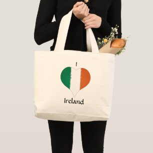 I Heart Ierland Ierse driekleur hart vlag Grote Tote Bag