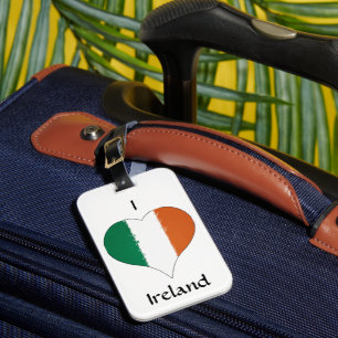 I Heart Ireland Tricolor Flag Bagagelabel