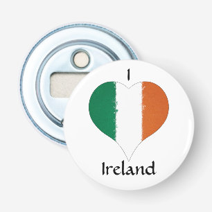 I Heart Ireland Tricolor Flag Button Flesopener