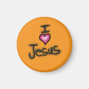I Heart Jezus I Love Jezus Oranje  Magneet