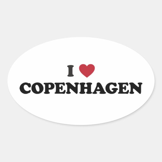 I Heart Kopenhagen Denmark Ovale Sticker (Voorkant)