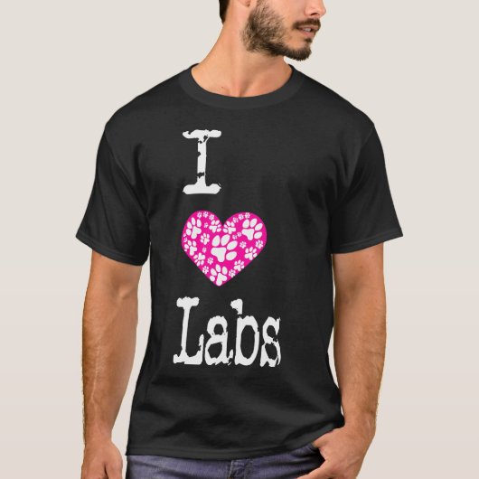 I Heart Labs Love Labrador Hondenrassen Ingebouwd T-shirt (Voorkant)