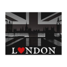 I Heart London Black & White Union Jack Briefkaart