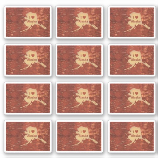 I Heart (Love) Alaska on Inner Birch Bark Sticker (Voorkant)