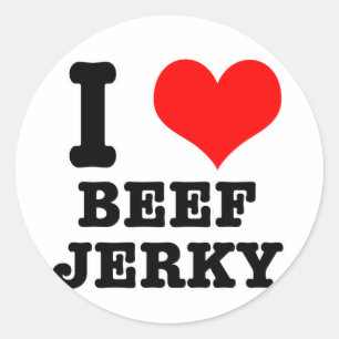 I HEART (LOVE) beef jerky Ronde Sticker