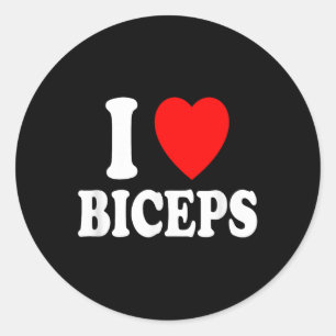 I Heart (Love) Biceps Gym Spieren Heffen Wapenvluc Ronde Sticker