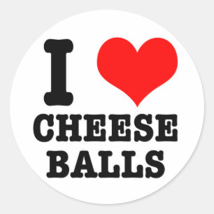 I HEART (LOVE) CHEESBALLEN RONDE STICKER