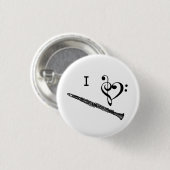 I Heart Love Clarinet Music Button (Voorkant /achterkant)