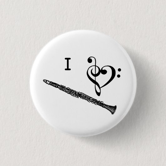 I Heart Love Clarinet Music Button (Voorkant)