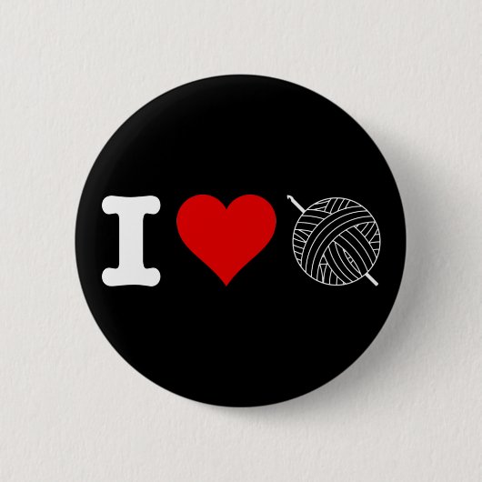 I Heart Love Crochet Ronde Button 5,7 Cm (Voorkant)