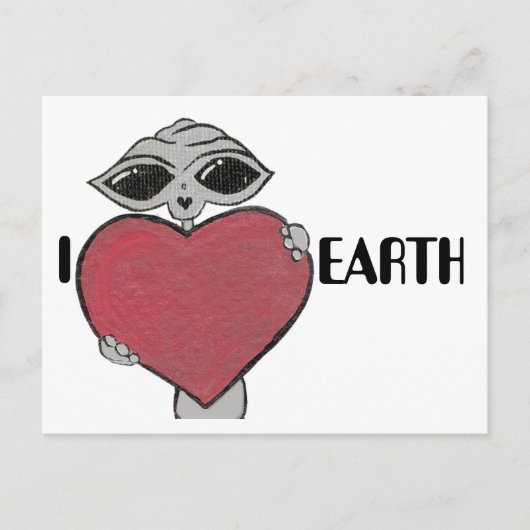 I Heart Love Earth Alien Briefkaart (Voorkant)