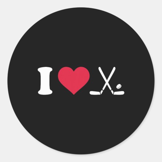 I Heart Love Field Hockey - Unisex Ronde Sticker (Voorkant)