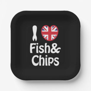 I Heart [Love] Fish & Chips Bandana Papieren Bordje