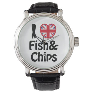 I Heart [Love] Fish & Chips Horloge