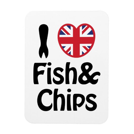 I Heart [Love] Fish & Chips Magneet (Verticaal)