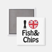 I Heart [Love] Fish & Chips Magneet (Voorkant / Achterkant)