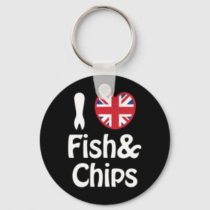 I Heart [Love] Fish & Chips Sleutelhanger