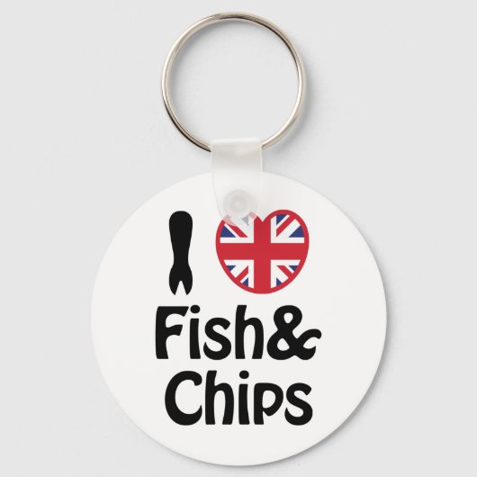 I Heart [Love] Fish & Chips Sleutelhanger (Voorkant)