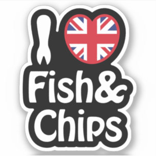 I Heart [Love] Fish & Chips Sticker