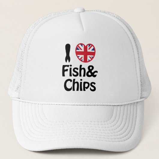 I Heart [Love] Fish & Chips Trucker Pet (Voorkant)