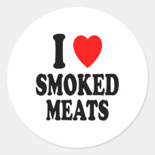 I Heart (Love) Gerookt Vlees BBQ Buiten Zomer Sm Ronde Sticker