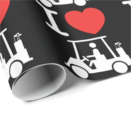 I Heart (Love) Golf Cart Cadeaupapier (Rol Hoek)